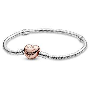 Pandora Moments Heart Clasp Snake Chain Charm Bracelet – Pandora Rose – 6.7” NWT